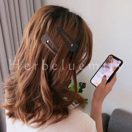 Herbeluemily Hair Clip, Bangs Clip, Hair Clip, Bangs Pin, Large, Set of 3, F, Black, Brown, Sky Blue