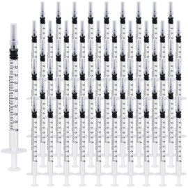 300 PCS 1ml Syringe Bulk with Cap,1cc Plastic Small Syringes with Cover, Liquid Measuring Syringe, Syringes Tools for Scientific Labs, Feeding Small Pets, Oil or Glue Applicator-Individually Sealed