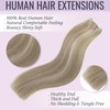 Fshine Human Hair Sew in Extensions Color Ash Blonde 18p613