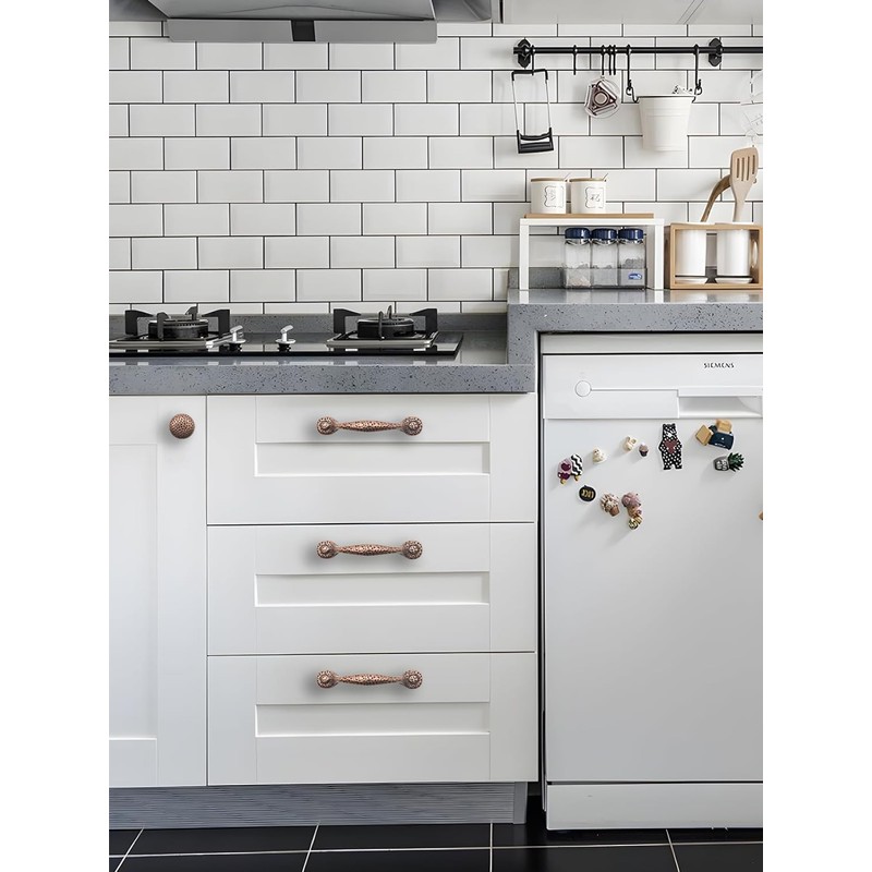 CABDM 10 Pack Rustic Pulls,Antique Copper Cabinet Pulls Hammered Cabinet