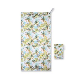 Ed Hicks Small Sweat Gym Towel for Women— Microfibre Yoga, Sports and Hiking Towel — 80 x 40cm — Super Absorbent — Fast Drying — Compact — Double Sided Palm Pattern — Storage Pouch