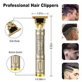 BTRICL Cordless Hair & Beard Trimmer with 4 Guide Combs,Rechargeable T-Blade Hair Edgers Hair Clippers for Zero Gapped Haircut,Professional Electric Hair Trimmer Gifts for Men & Fathers Day(Bronze)