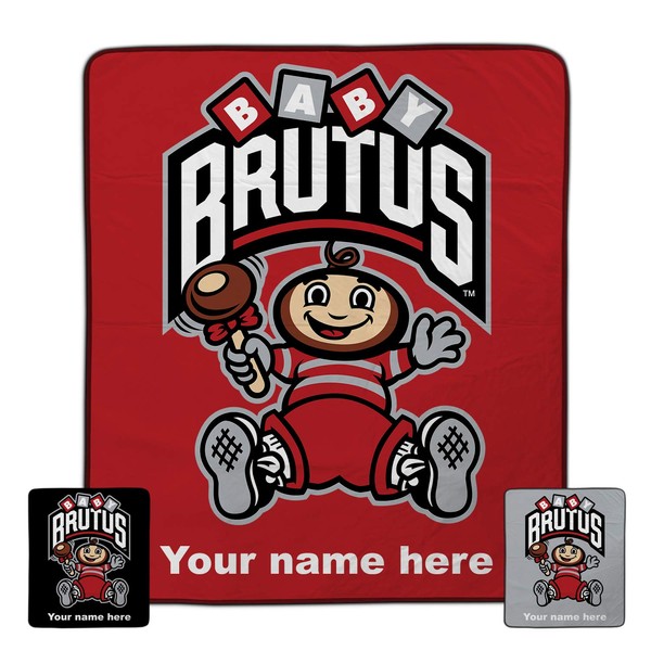Personalized Ohio State Baby Brutus Pixel Fleece Blanket
