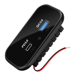 Kriogor RV USB Outlet, Quick Charge PD3.0 Type C & QC3.0 U SB A Charger Socket Panel, Car Charger USB 12 Volt Outlet for 12V/24V Car RV Marine Boat (Black-2 Ports)