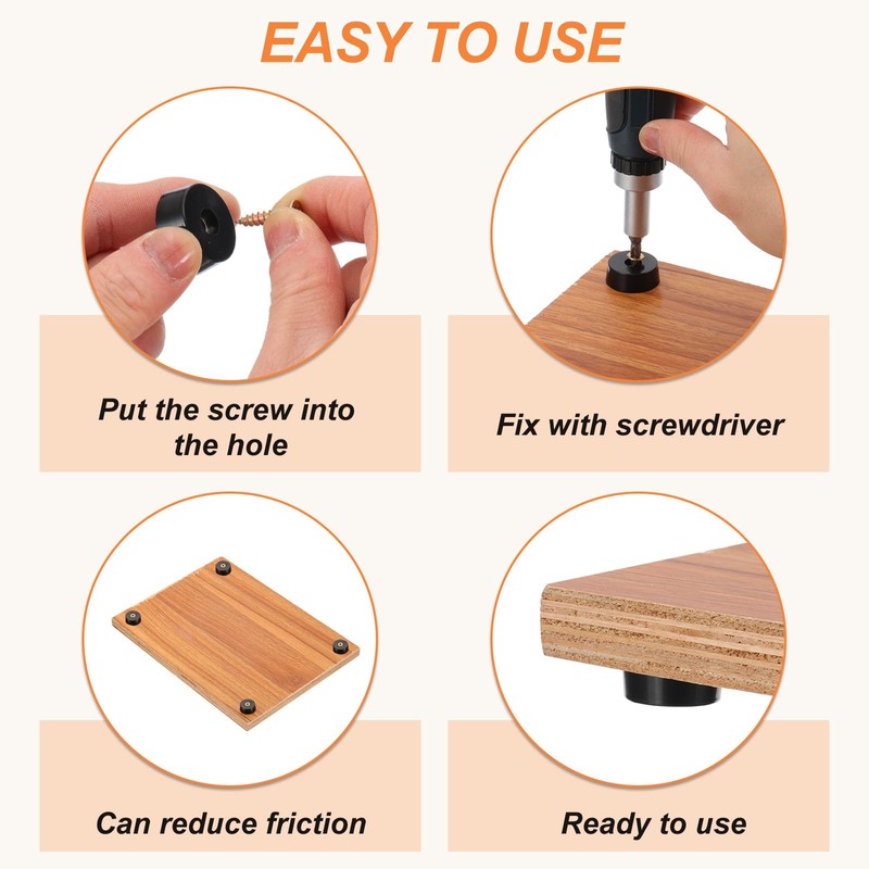 PATIKIL ゴム足14セット 15x12x8mmまな板用足 滑り止めバンパー 3 mmねじ込み式ゴム足 丸型黒パッド 電子機器 家具 まな板