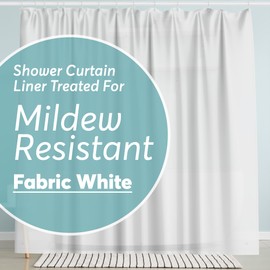 BigFoot Shower Curtain Liner – 72 x 72 Fabric Premium Shower Curtain with Rustproof Metal Grommet and 3 Magnetic Weights – Odor Free and Compatible with Standard Showers, White