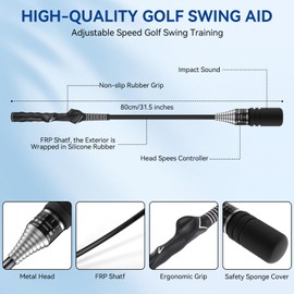 MIKOSI New Upgrade Golf Swing Trainer, Golf Grip Trainer for Warm Up, Adjustable Speed Controller Training Aid for Right Handed Golfers, Golf Swing Aid with Ergonomic Grip, Indoor & Outdoor Use