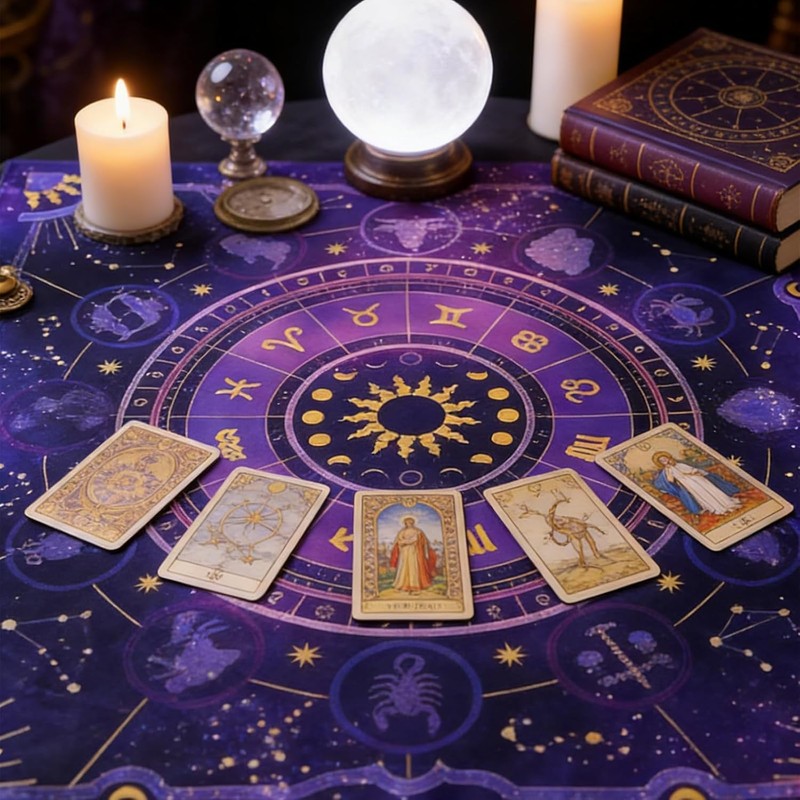 Vwejofff Purple Tarot Altar Cloth Short Plush Laser Cut Edge