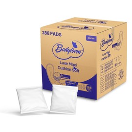 Bodyform Regular Maxi Feminine Pads (Individually Wrapped) Bulk Packaging - 288 Pads with Adhesive Strip (Ideal for Homeless Shelters, Hospitals, Refugee Camps & Institution Donations) #BF288