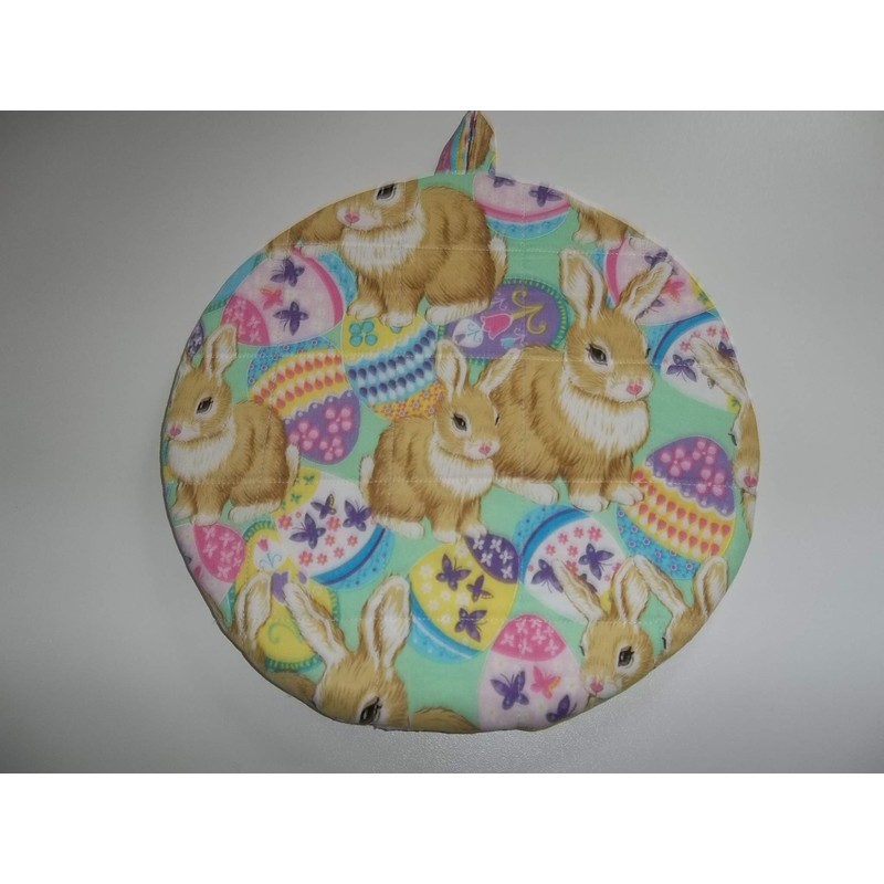 Pot Holders Heat Resistant Easter Bunnies Colorful Easter Eggs Potholders