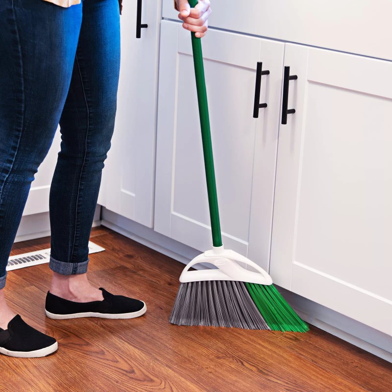 Libman 2 Piece Steel Handle Angle Broom and Dustpan Green