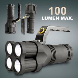 Eaxus® LED Hand Spotlight with Handle, Searchlight / Work Light with Very High Luminosity. Up to 200 m Range, 3 Light Modes, 8-10 Hours Operating Time.