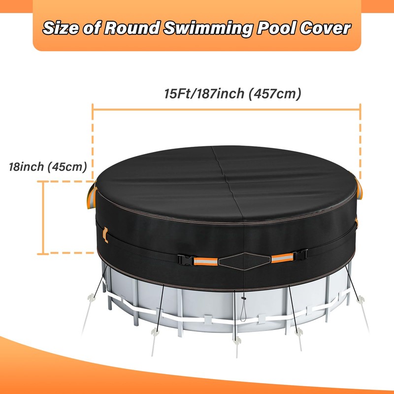 Neuradical 15 Ft Round Pool Cover with Superior Windproof Design,