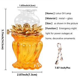 rnuie Oil Lamp for Indoor Use,Vintage Glass Kerosene Lamp with Wick,Lotus Flower Lamp for Buddha Front Light,Altar Supplies,Emergency Lighting Decor (Red)