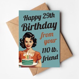 Funny Birthday Cards for Women, Happy 29th Birthday Card, Best Friend Gifts for Women, Mother, Wife, Sister, Funny Gifts for Her