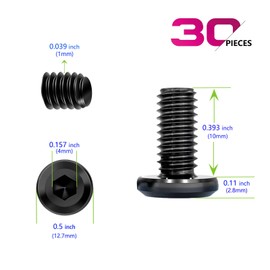 WYLWLS M6 x 10mm Flat Head Hex Socket Cap Screws Bolts 30 Pcs, M6 Bolt Furniture Bolts Alloy Steel, Black Oxide Full Thread, with Hex Spanner, for Beds, Frames, Office, Chair (30, 10mm)