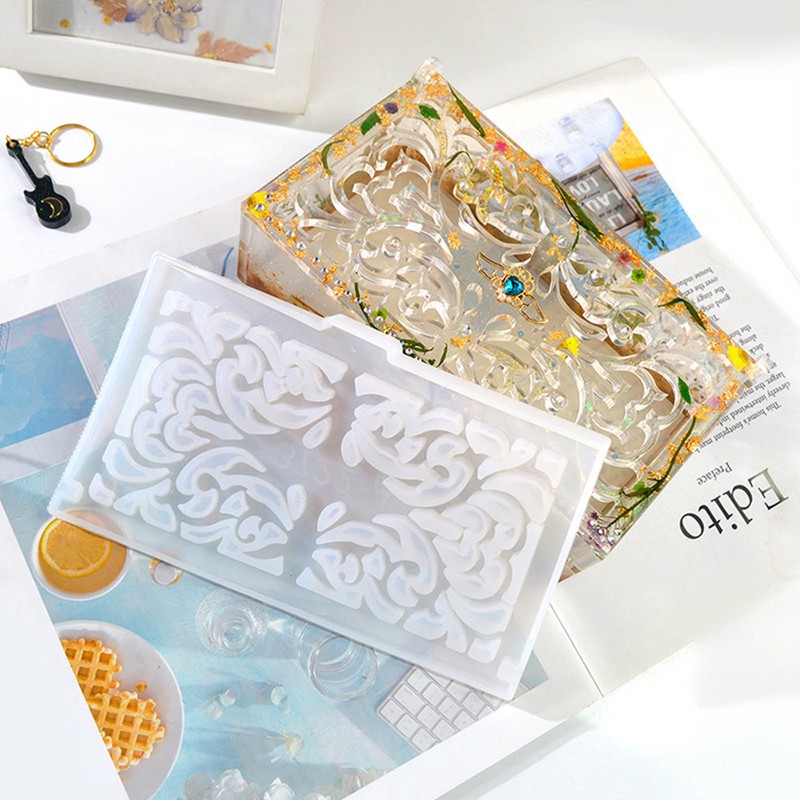 4pcs Storage Box Resin Mold DIY Production Patterned Hollow Flip