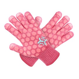 J H Heat Resistant Oven Glove: EN407 Certified 932 °F, 2 Layers Silicone Coating, Coral Shell with Pink Coating, BBQ & Oven Mitts for Cooking, Kitchen, Fireplace, Grilling, 1 Pair, Women Fits All