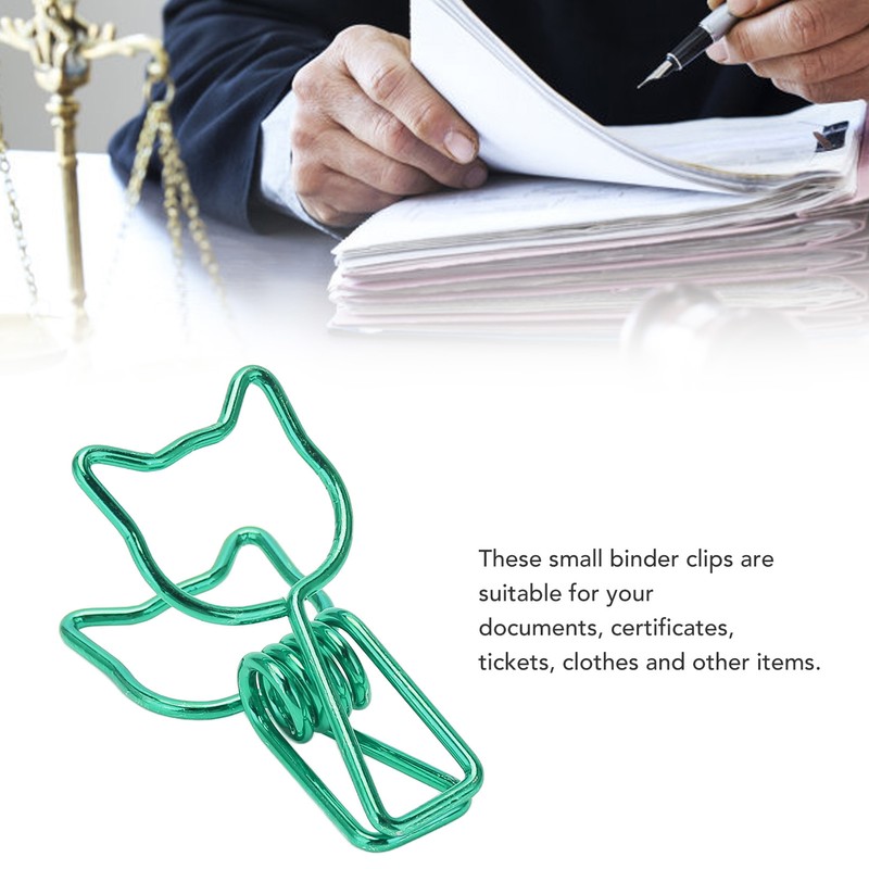 100Pcs Kitten Binder Clips Cute Animal Style Strong Clamping Hollow