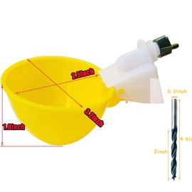 Automatic Chicken Waterer Cups 10 Packs Chicken Water Cups for PVC with Tee Automatic Chicken Waterer Kit for Poultry Chicks Duck Goose Turkey Bird and Bunny with Mounting Hole Opener (Yellow)