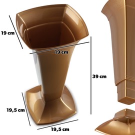 KADAX Grave Vase with Base, Plastic Cemetery Vase, Flower Vase for Gravestone, Grave Decoration, Grave Decoration, Grave Stake Vase, Standing Vase for the Grave (Gold/High)