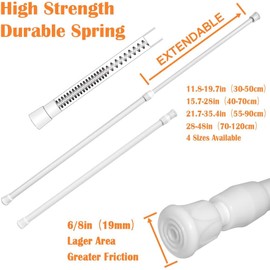 KXLife 6 Pack Spring Tension Curtain Rod, Adjustable Curtain Rods for Window,12-20",White