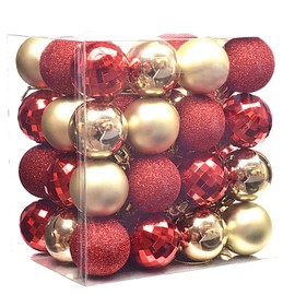Valery Madelyn Christmas Baubles, 48pcs 4cm Red and Gold Baubles for Christmas Tree, Shatterproof and Ball Ornaments for Christmas Decorations