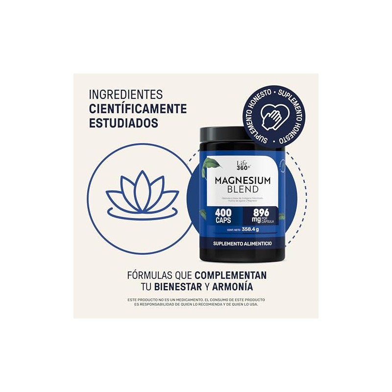 Life 360 Magnesium Blend Magnesios Oxido Glicinato Gluconato Citrato Magnesio