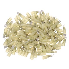 MECCANIXITY 150PCS Male Spade Connector, 12-10 AWG Quick Disconnect Wire Connector Crimp Terminal Waterproof Insulated for Automotive Marine, Yellow