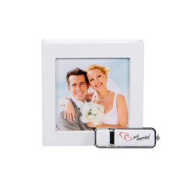 Elegantdisk USB Stick Just Married with USB Box Wedding Design USB 3.0 White 32 GB