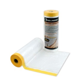 ROLLINGDOG Masking Film Pre-taped Dust Sheets 1500mm×30m,Washi Masking Tape for Covering Walls, Cabinets, Furniture and Floors (Pack of 2)