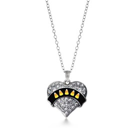 Inspired Silver - Candy Corn - Silver Necklace for Women - Pave Heart Pendant Chain Necklace Jewelry Gift with Cubic Zirconia - Women's Necklace Charm with Lobster Claw Clasp