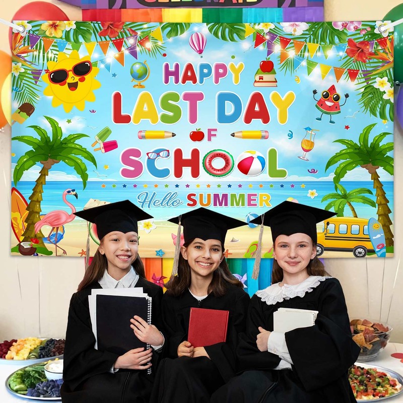 AIBIIN Happy Last Day of School Summer Graduation Backdrop End
