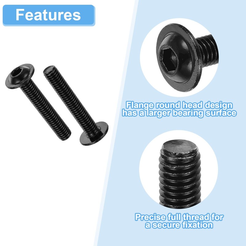 sourcing map 25Pcs M6-1x35mm Flanged Button Head Socket Cap Screws,
