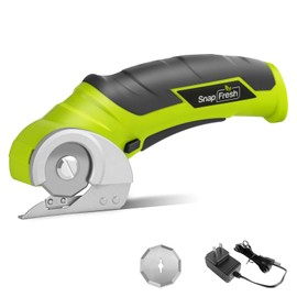 SnapFresh Cardboard Cutter 4 V Electric Scissors Wireless Rotary Cutter Cordless Universal Cutter - 2 Elf Sharpening Blades - for Paper, Cardboard, Carpet, Leather, Felt, Plastic