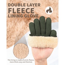 ARFNKIM Women's Winter Gloves with Fleece Lining, Touchscreen Warm Stretched Thick Knitted Gloves Wool Gloves Thermal Gloves Outdoor Winter Gifts for Men and Women, Green