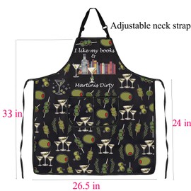 Books And Martinis Apron Reading Lover Gifts for Readers Cocktail Drink Gifts I Like My Books And Martinis Bartender Gifts