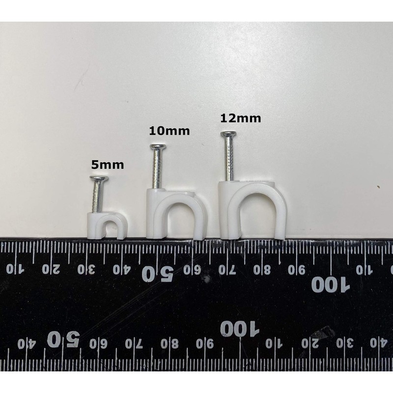 Round White Cable Clips 7mm with Fixing Nails - Packs