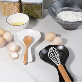 Karisky Spoon Rest for Stove Top, Large Ceramic Spoon Holder for Kitchen Counter, Cooking Spoon Holder for Utensils, Coffee Spoons, Spatula, Ladle, Tongs, White