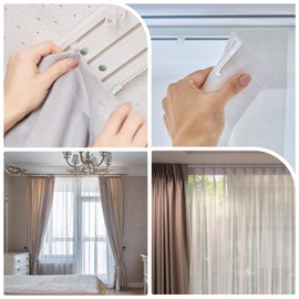 XLIUAX 50 Pcs Plastic Curtain Hooks, Pinch Pleat Curtain Hooks Curtains Hook for Drapes Drapery Hook Adjustable Shower Curtains With Ratchet for Window Door 70MM Length for Repair Replacement Fixing