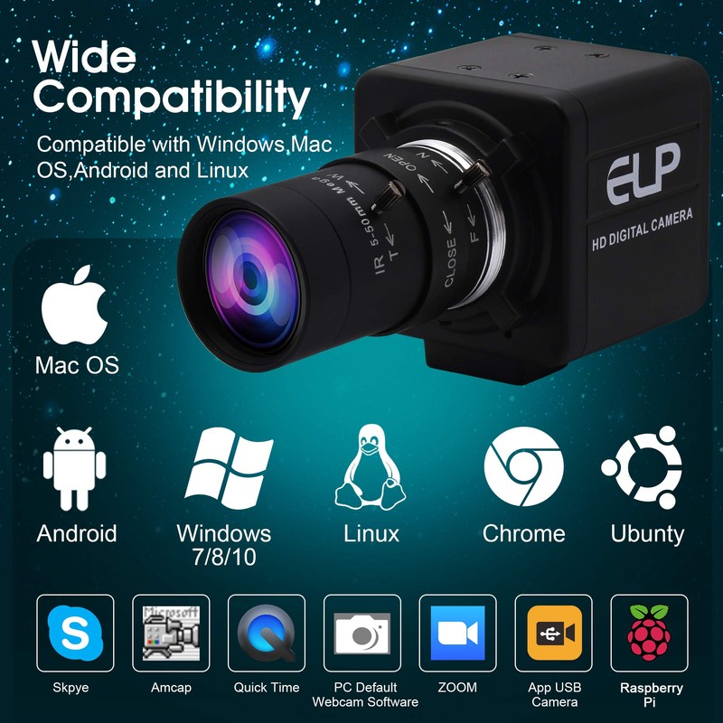 ELP USB Camera 1080P High Speed 260fps 5-50mm 10X Optical