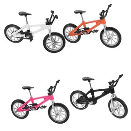 FELTECHELECTR 4pcs Mini Bike Mini Dirt Bikes Mini Finger Mountain Bikes Desktop Bike Ornament Bicycle Model Finger Racing Bicycles Bike Model Miniature Bike Simulation Bike Cool Boy Toy Alloy