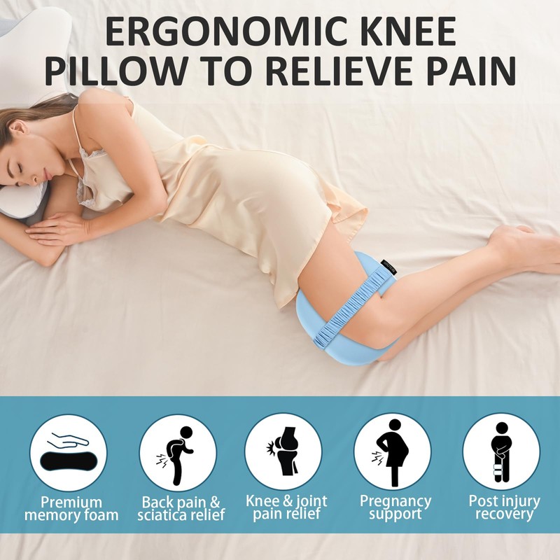 beslovo Side Sleeper Knee Pillow, Memory Foam Leg Pillow, Ergonomic