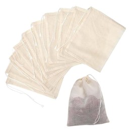WYAN 30 Pcs Cotton Gauze Drawstring Bags, Spice Bags for Cooking, Fine Mesh Cheese Cloth,Cotton Muslin Bags for Cooking, Soup, Tea Coffee Filter, Spice Storage, Straining Juice Yogurt Tea (10 * 8cm)