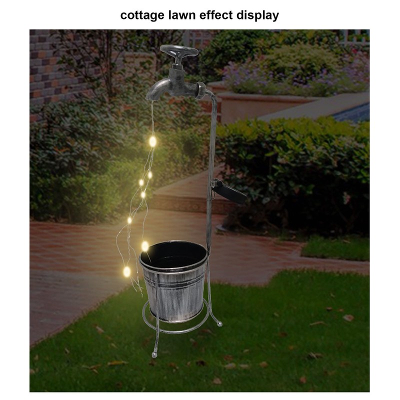 Lawn Lamp Solar Outdoor Waterproof Metal Faucet Durable Light Statue