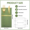 50Pcs Disposable Linen-Feel Dinner Napkins with Built-in Flatware Pockets Sage