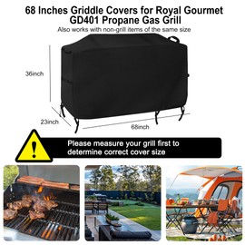 Grill Cover Compatible for Royal Gourmet GD401 GD402 GD403 Grill, Outdoor Waterproof Gas Grill Cover Flat Top Gas Griddles Cover (68" Lx 23" W x 36" H)