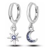 PMX Aretes Plata S925, Luna Y Estrella, Pavé De Zirconias,
