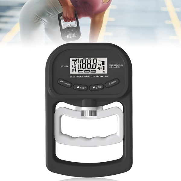 Digitaler Handkraftmessgerät: 396lb/180Kg Elektronische Griffkraft Messgerät, LED Display Grip Strength