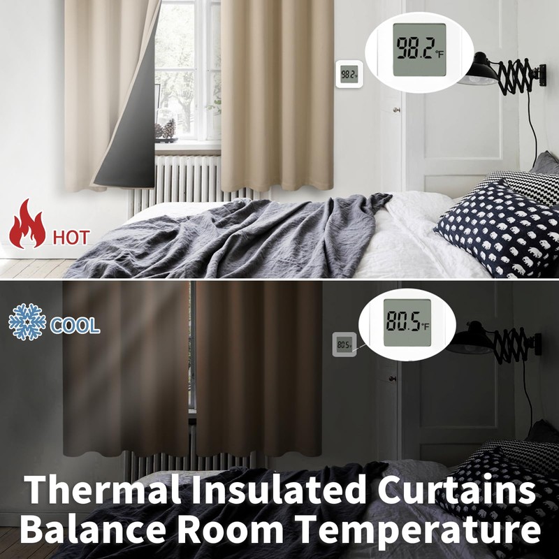BGment Thermal Insulated 100% Blackout Curtains for Bedroom with Black